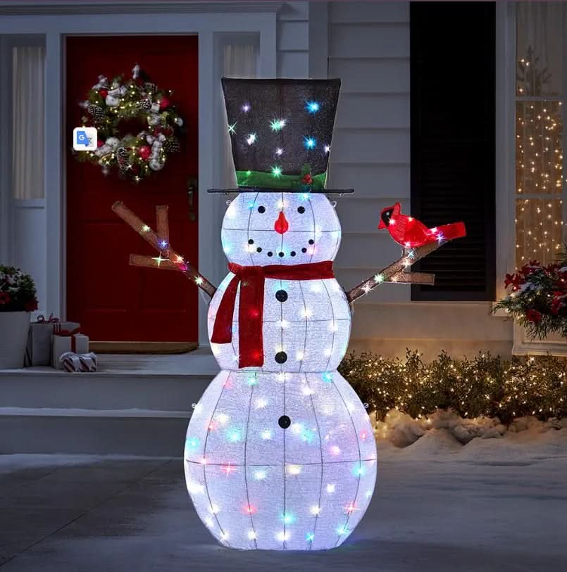 Boneco de Neve Cintilante com 100 LEDs Multicoloridos – 1,82 m
