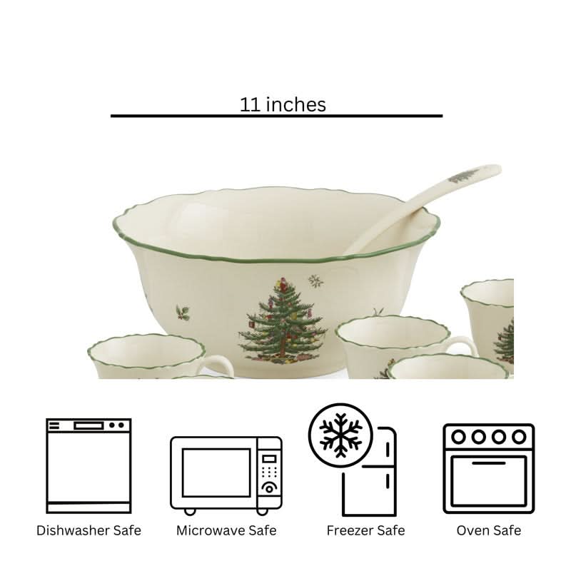 Kit 10 Peças de Porcelana - Estampa Árvore de Natal