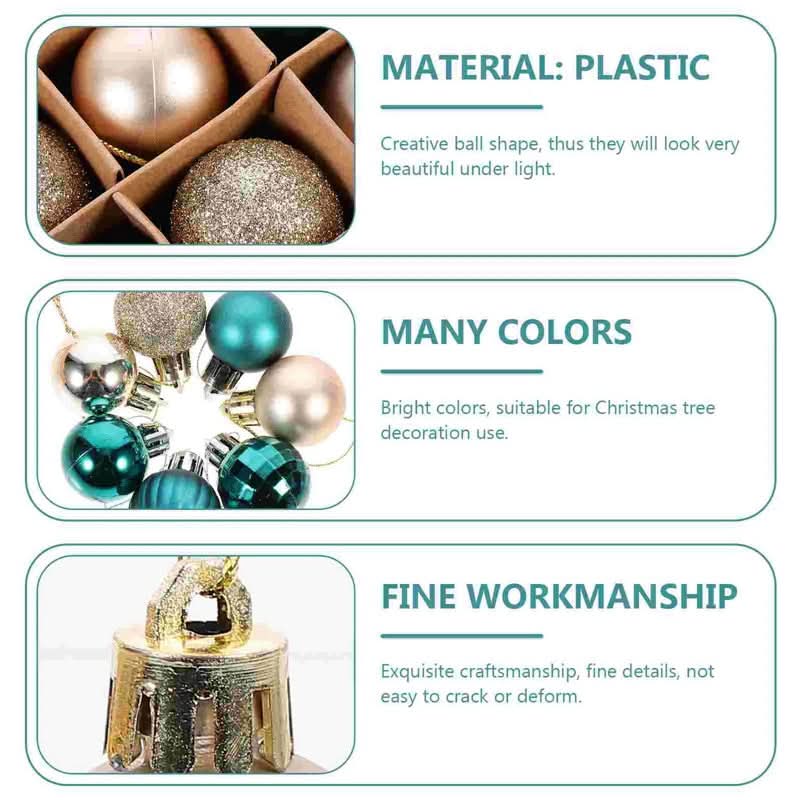 64 Peças Decoração De Natal Bolas Ouro Azul